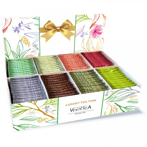 Teraz WIĘKSZY! Elegancki zestaw herbat Veertea Premium - aż 200 kopert   pudełko na prezent